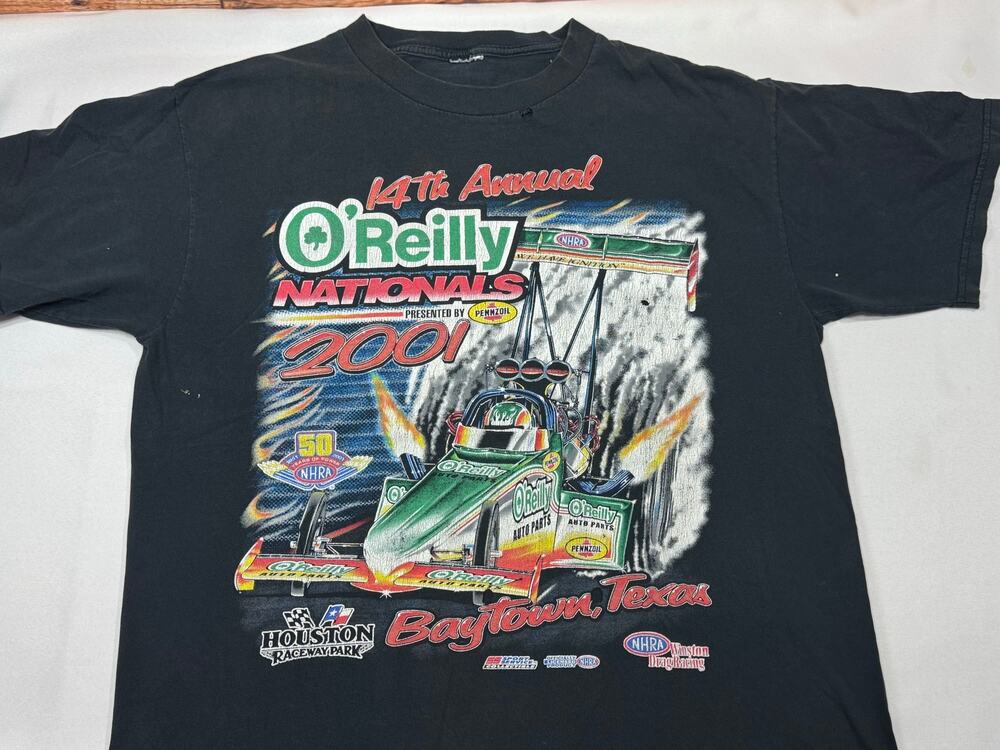 Houston Raceway Park Black Shirt Size Large Baytown TX 2001 O'Reilly 22x27.5